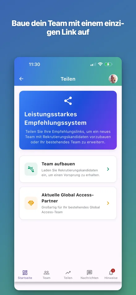 Share-Hub: ein Link baut das Team